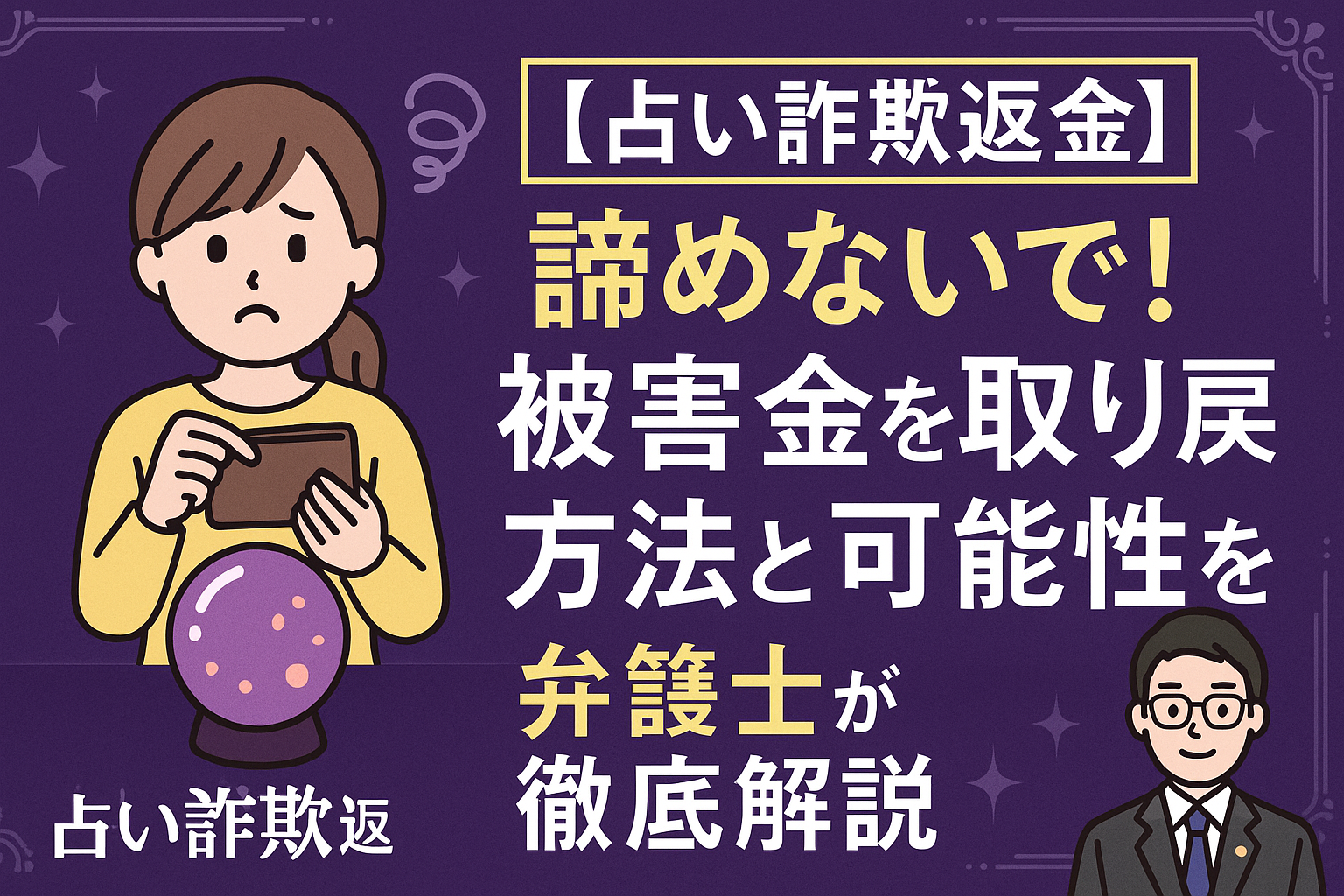 【占い詐欺返金】諦めないで！被害金を取り戻す方法と可能性を弁護士が徹底解説