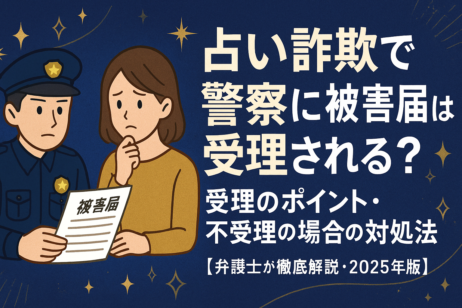 占い詐欺で警察に被害届は受理される？受理のポイント・不受理の場合の対処法【弁護士が徹底解説・2025年版】